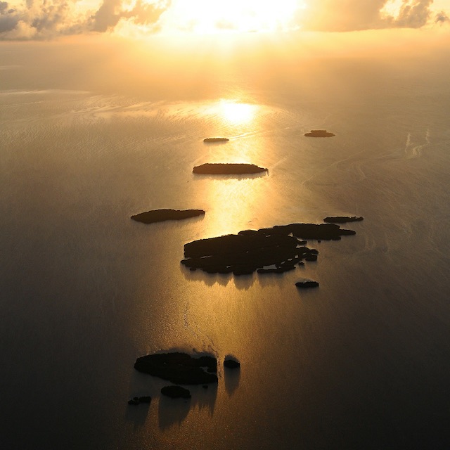 Aerial view of the Keys at sunset