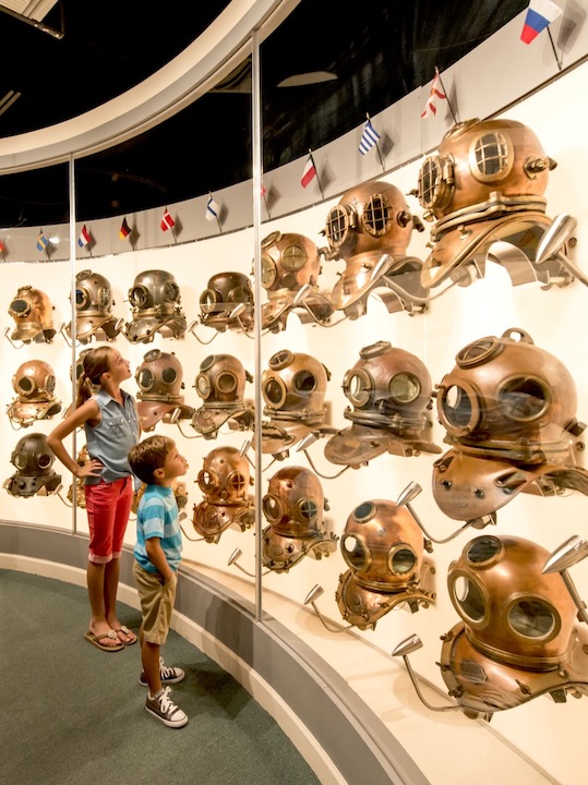 A boy and a girl at the History of Diving Museum in  Islamorada