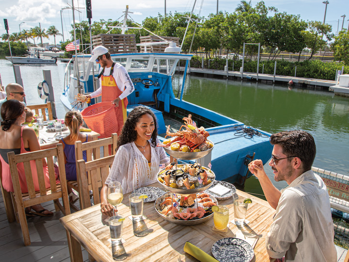 A couple dining on the waterfront in Key West