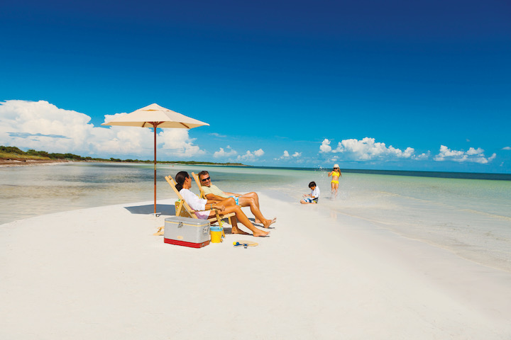 A family on a beach in the Lower Keys