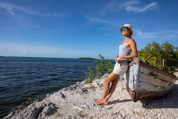 A woman on the shore at Crane Point
