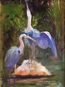 Blue Herons Florida Keys by artist Claudia Moriarty