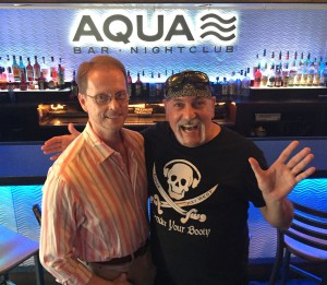 Eric Haley (left) and Tom meet up at Aqua to recall their early days in Key West.