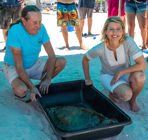 Samantha Brown turtle release Marathon Florida Keys