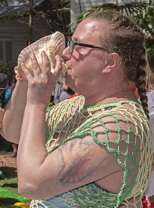 2020 Key West Conch Shell Blowing Contest winner