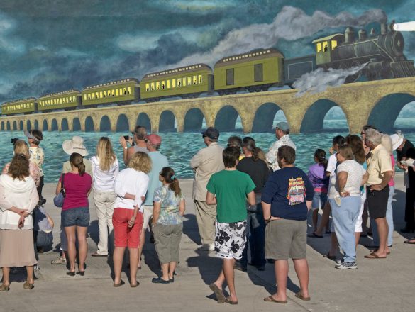 Crowd in front of Mural