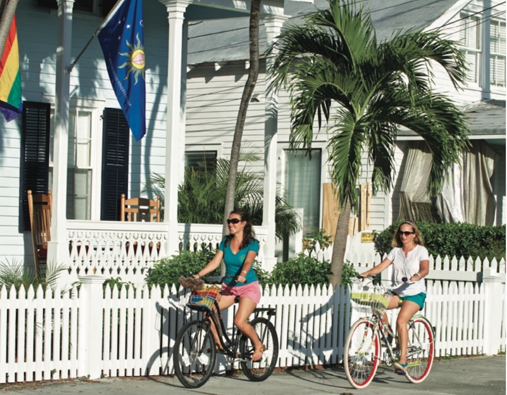Two women biking in Key West
