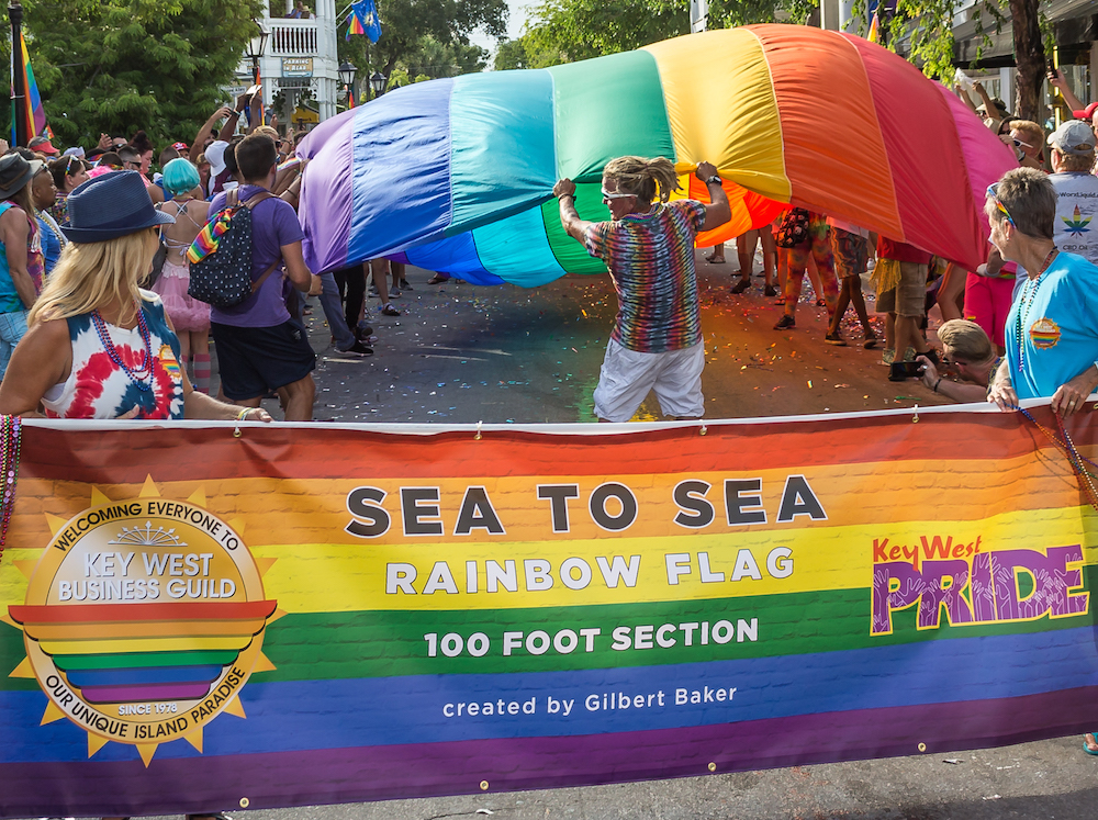 Key West Pride parade rainbow flag