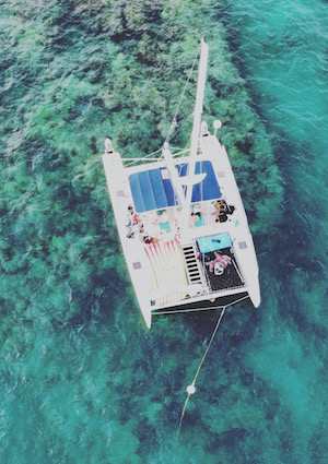 Blu Q catamaran aerial Key West