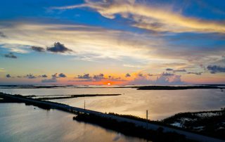 Florida Keys sunset aerial