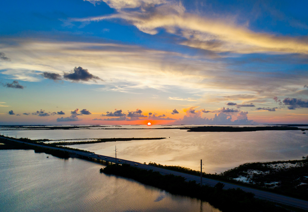 Florida Keys sunset aerial