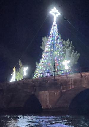 Fred the Tree decorated Old Seven Mile Bridge