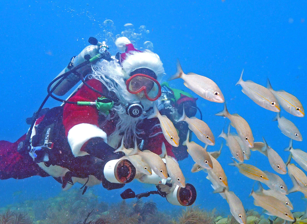 Santa Claus underwater Florida Keys
