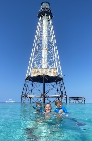 Florida Keys woman, kids, lighthouse