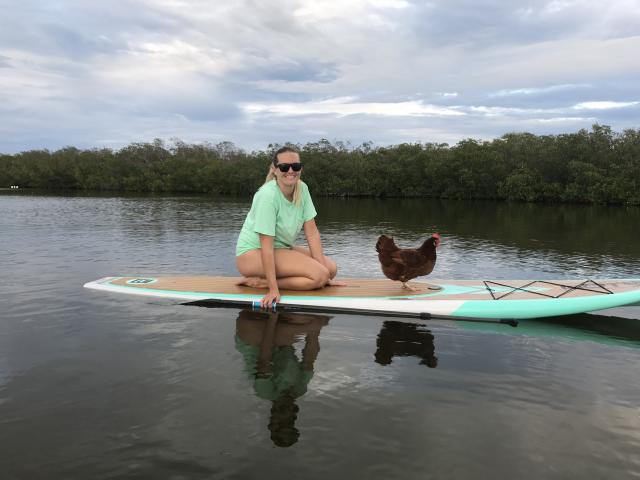 Karly with Loretta on a recent sunset paddle.