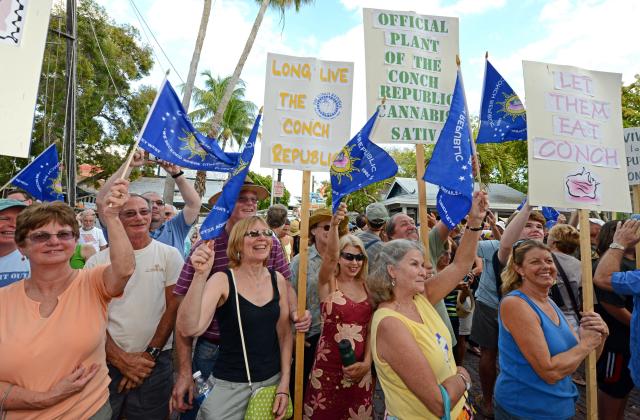 In mock protest, citizens organized the secession of the Conch Republic from the mother land.