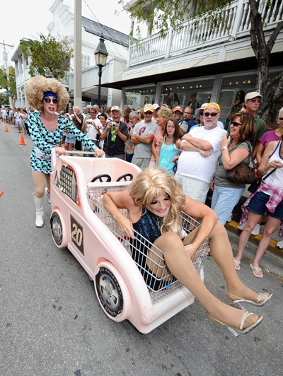 Great Conch Republic Drag Race typically stars drag queens in racing attire and wigs, sprinting down the pavement in startlingly high heels.