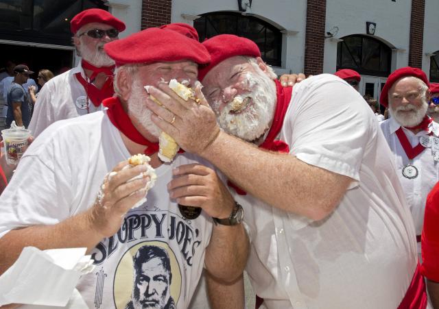 The “Papas” also enliven other festival events including Saturday’s infamous “Running of the Bulls,” capped off with some birthday cake.