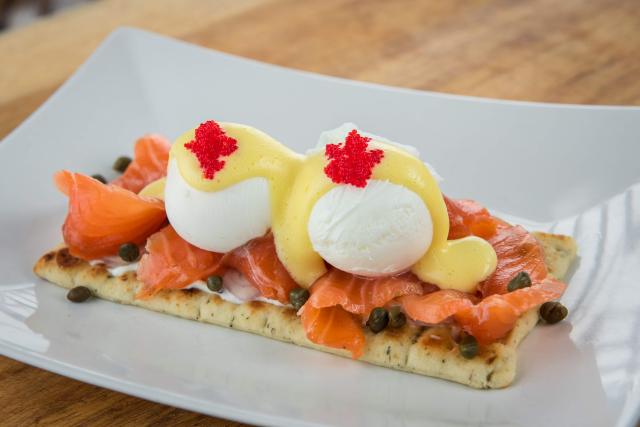 Azur's brunch menu has delicate and delicious choices including eggs Benedict with fennel-cured salmon and crème fraiche .