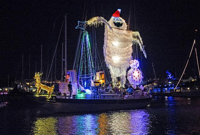 Key West's historic seaport is the site of the island city's lighted boat parade. Image: Rob O'Neal
