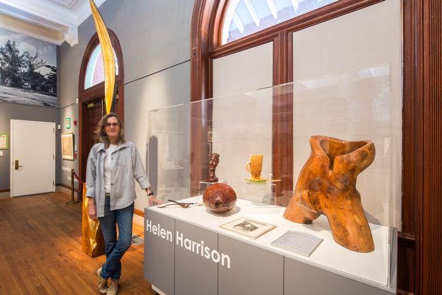 Key West sculptor Helen Harrison, by contrast, is intrigued by wood, palm fronds and found objects. 