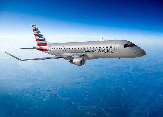 American’s E175 aircraft have seating for 64 main cabin and 12 first-class passengers.