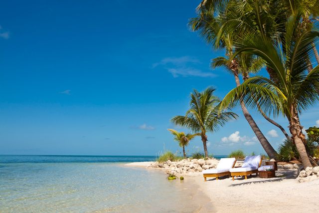 Guests can enjoy a quiet beach on the 4-acre island off Little Torch Key in the Lower Florida Keys.