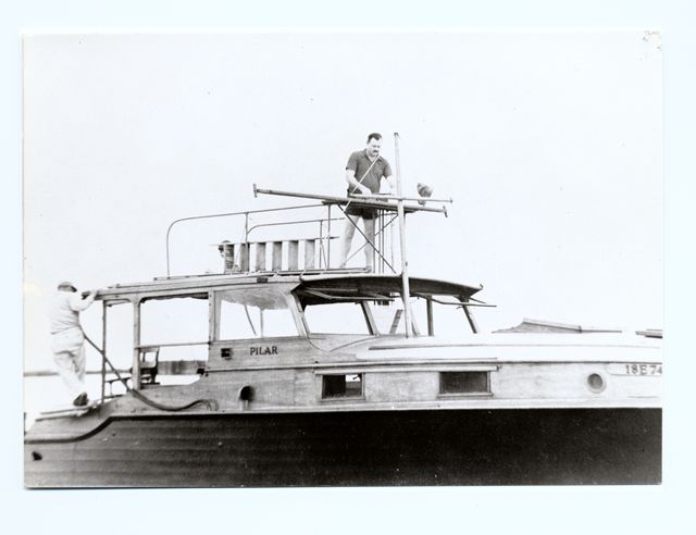 Ernest Hemingway on his boat, Pilar.