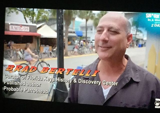 Historian and author Brad Bertelli in Key West talking about the pirate Black Caesar with Rob Riggle for his show Global Investigator on the Discovery Channel. 