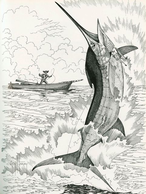 Artist Guy Harvey's rendition of Old Man and the Sea. 