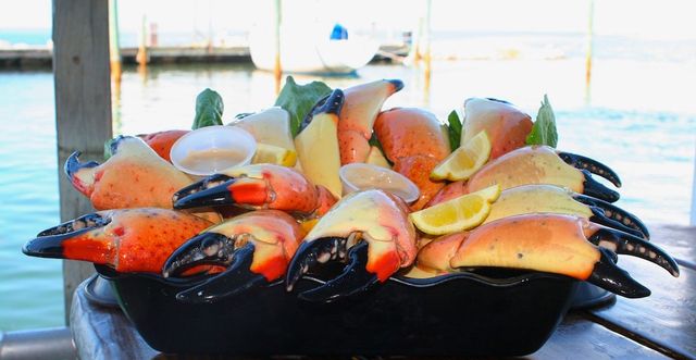 One of the most popular spots in the island chain to savor stone crab is Marathon’s waterfront Keys Fisheries. 