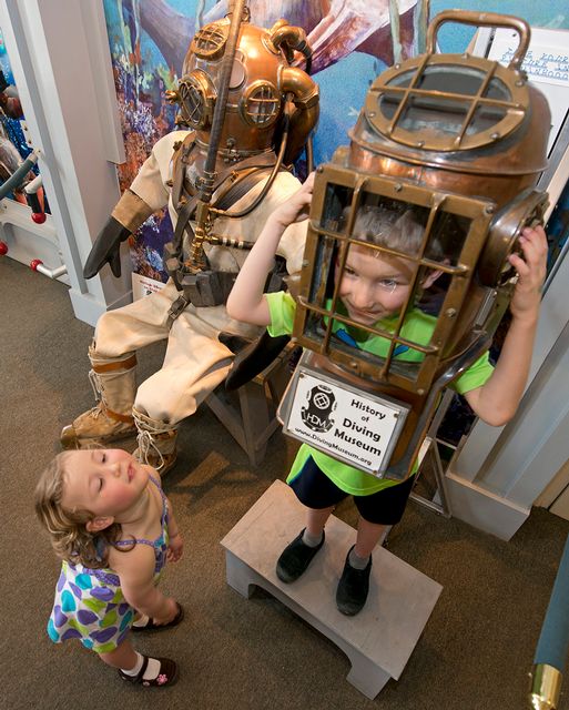 Museum goers can come within inches of the earliest diving machines, including a full-scale replica of an all-wood diving bell.