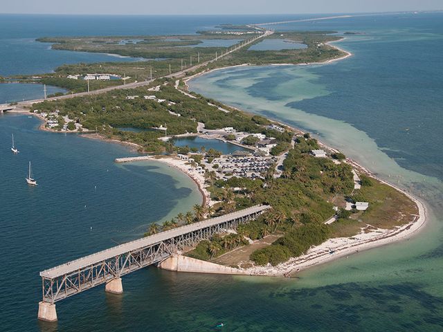 At Bahia Honda State Park, visitors can see remnants of the original railway spans.
