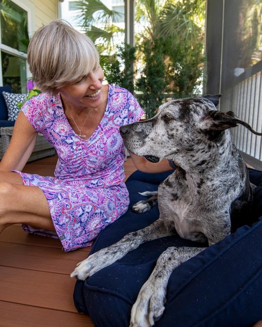 Fangman with her 13-year-old Great Dane, Millie.  Image: Mary Martin 