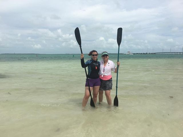Jordan, left, with mom Julie Budnik on a paddling excursion. 