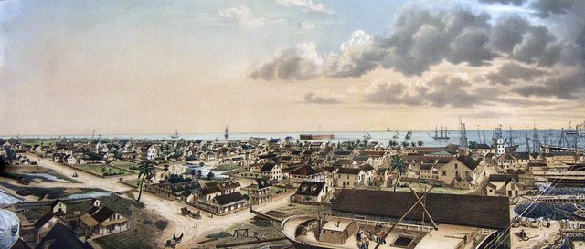  Lithograph of Key West in 1855 by Chandler & Company is one of the images featured in the “Key West 200” exhibit at the Key West Art & Historical Society’s Custom House Museum. Photo: Key West Art & Historical Society