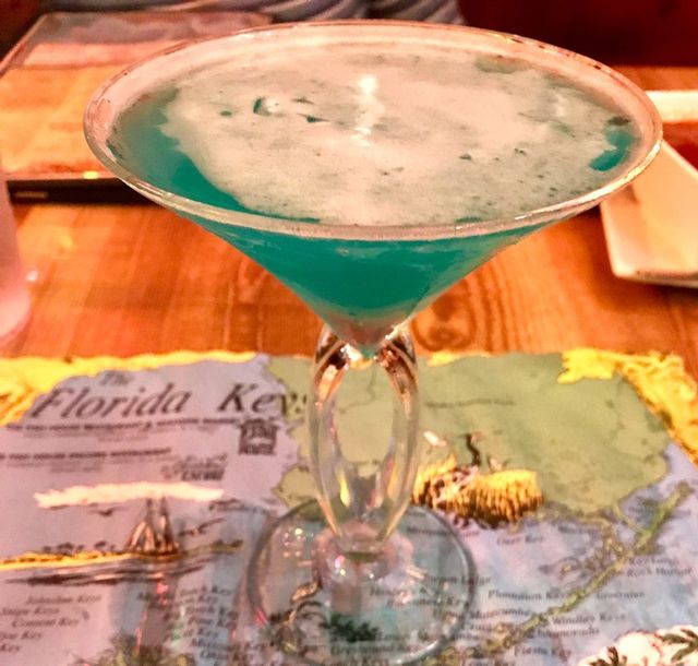 Key Largo's famous Fish House Restaurant & Seafood Market created a Spiegel Grove martini, included with a dinner for two as part of the giveaway's prize. 