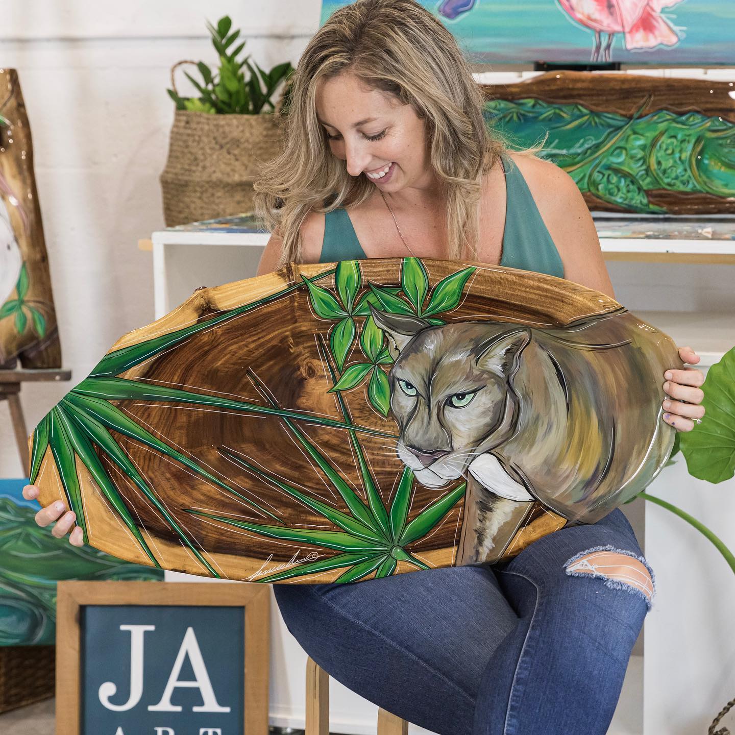 Jessica Ann's art inspires art lovers to protect the oceans and shorelines through her brightly colored brushstrokes.