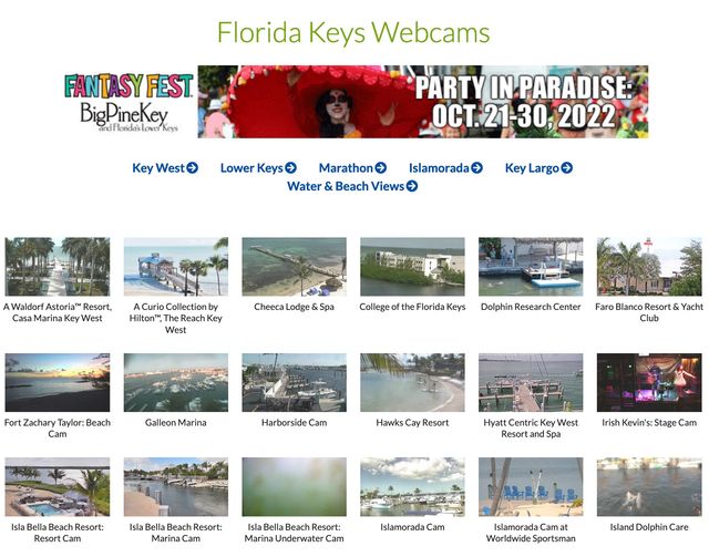 The Florida Keys have dozens of webcams available for live viewing of areas in the island chain.