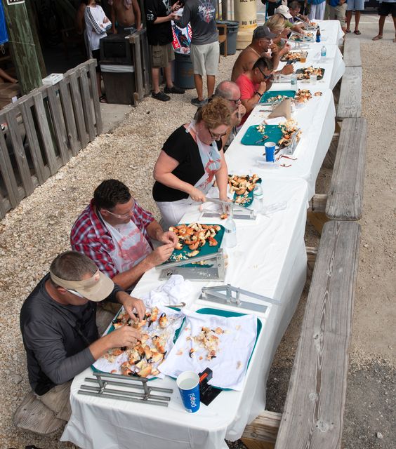 Entrants are judged on how long it takes them to crack and cleanly eat 25 stone crab claws. Image: Andy Newman/Florida Keys News Bureau