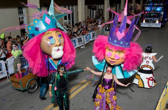 Revelers supporting king and queen puppets make their way up Duval Street during a past Fantasy Fest Parade in Key West, Fla. Photo: Rob O'Neal/Florida Key News Bureau