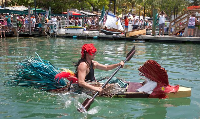 Teams compete to not only survive the race, but also earn honors for creative design and costuming. This rooster-themed entry was dubbed Chick Magnet. Photo: Carol Tedesco