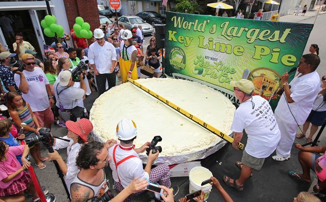 A Key lime pie measuring 9 feet, 2 inches was created in 2014 during the annual Key Lime Festival in Key West. In 2023, bakers will attempt to set a new largest Key lime pie record during the July 3 event in Big Pine Key. Photo: Rob O'Neal