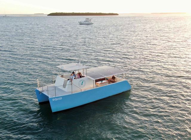 Litmer designed, built and launched Key West’s first lithium-ion battery-powered hybrid charter boat, SQUID, with electric motors.(Photo courtesy of Vineyard Vines)