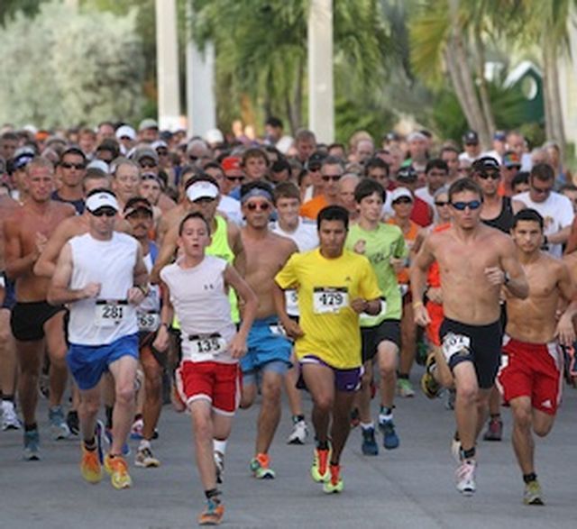 Runners and walkers start the 5k from the Southernmost Point, then follow a 3.1 miles course through Key West's Old Town. Photo: Ron Cooke