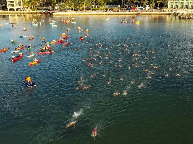 The event features an in-water start and beach finish at the host hotel, Amara Cay Resort. Photo: Bob Care