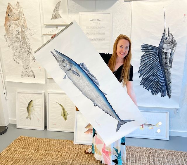 Marine artist Lisa Lee is well-known for her gyotaku fish prints that preserve prized catches as art. Photo courtesy of Lisa Lee