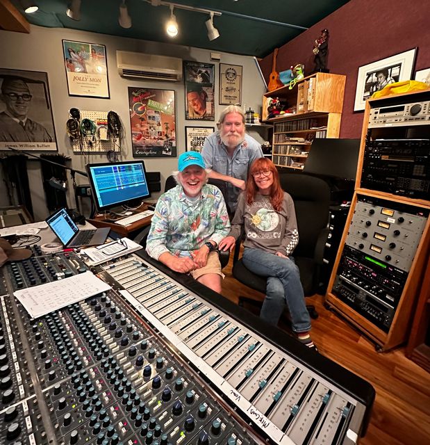 Livingston and his wife Cyndy are pictured along with engineer Jake Burns in Jimmy Buffett's Shrimp Boat Sound Studio in Key West while recoding his new album. Photo: J.L. Jamison