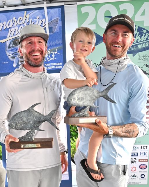The first runner-up angler was Mike Ward of Spokane, Washington (left), guided by Captain Brandon Cyr of Key West. Photo: Loren Rea