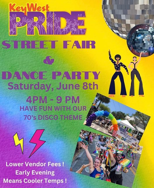 A disco-themed street fair and dance party is set for Saturday June 8 from 4 to 9 p.m. on Duval Street. 